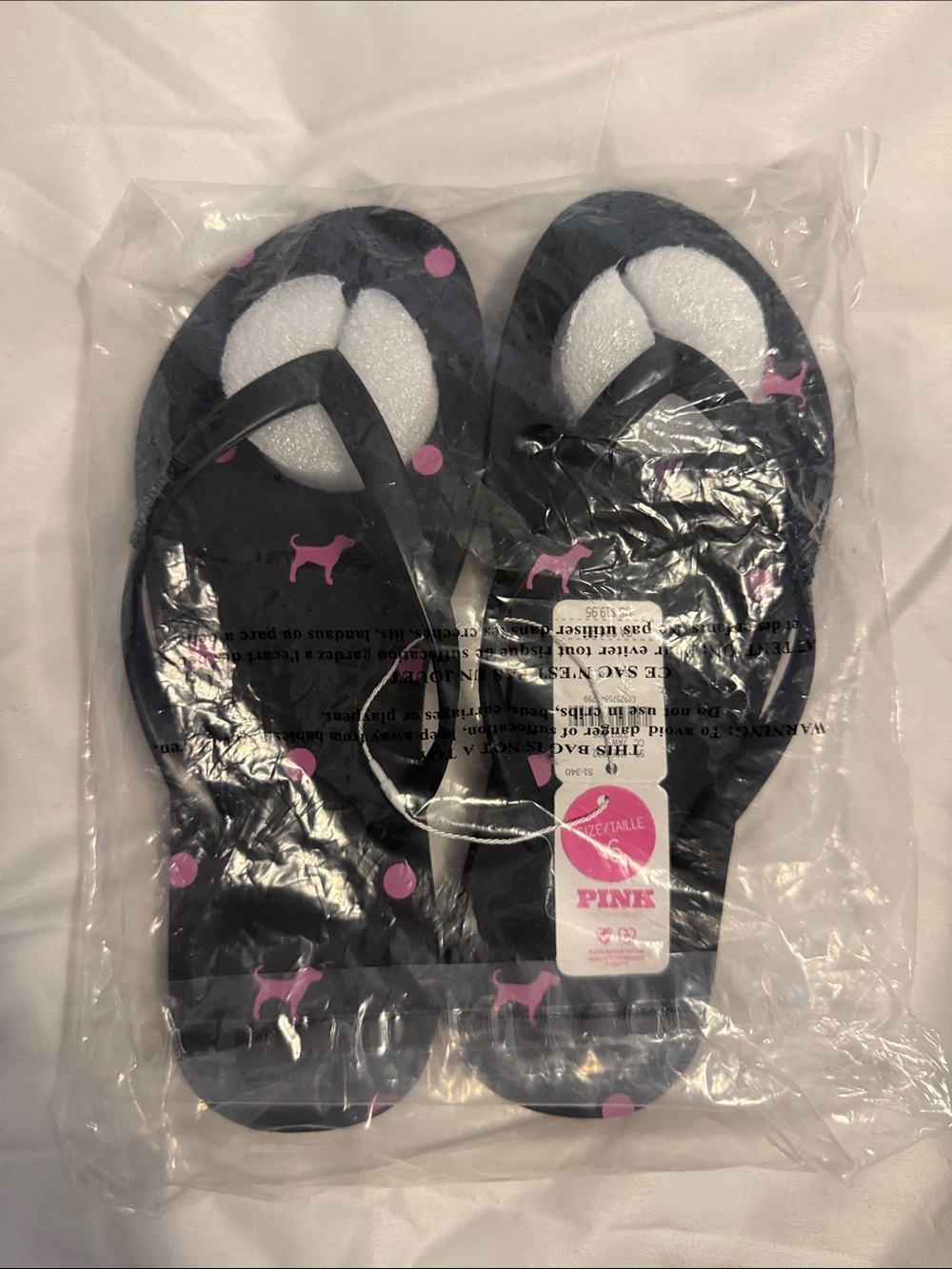 Victoria's Secret PINK blayFlip Flops with Pink Dog Print